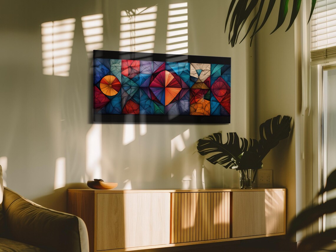 Dynamic Stained Glass Shapes, Abstract Modern Art Print - Image 3