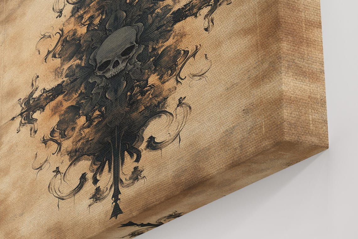 Gothic Skull Ink Symmetry Art Print - Image 5