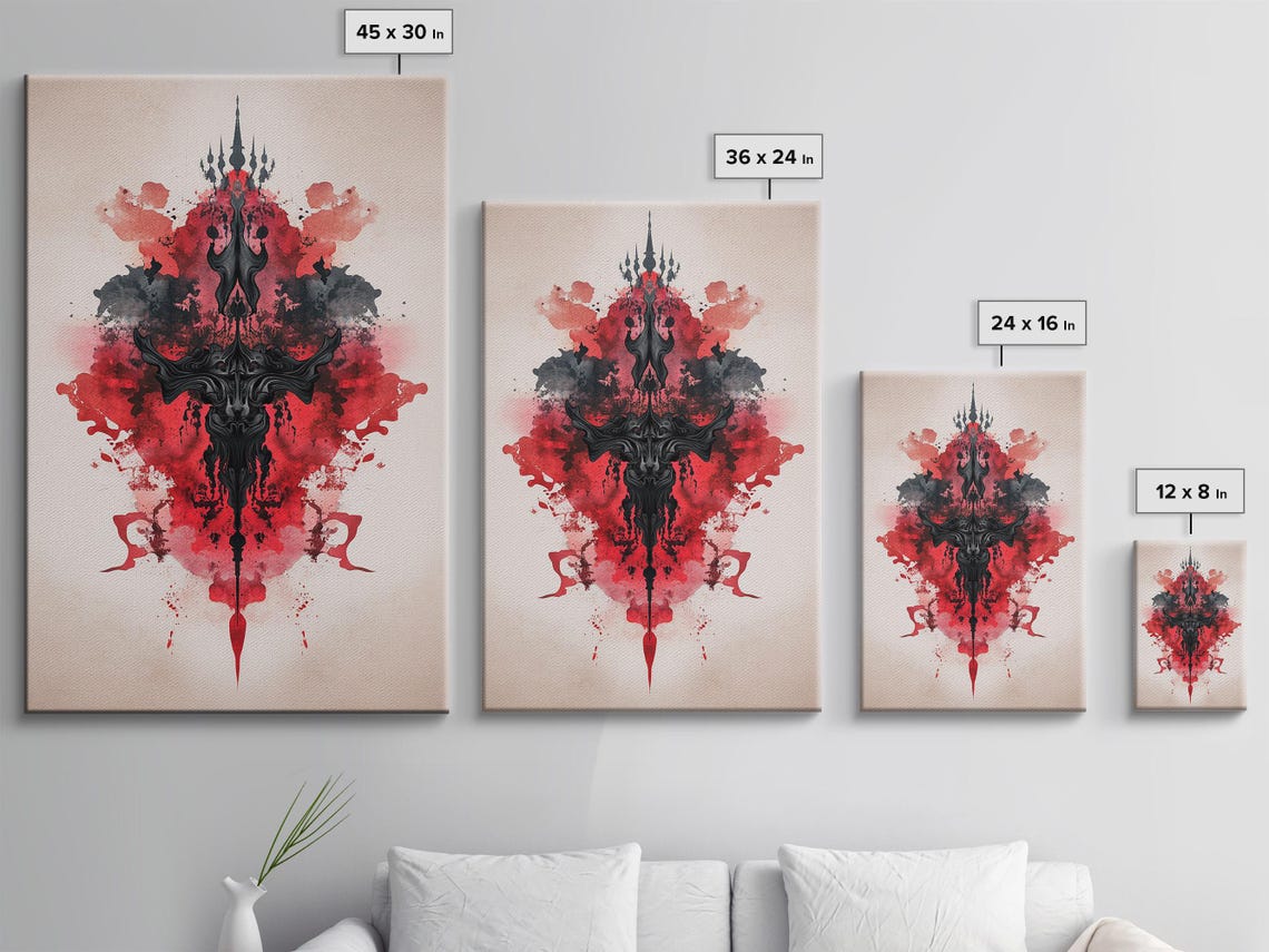 Ornate Red And Black Design, Indian Art - Image 3