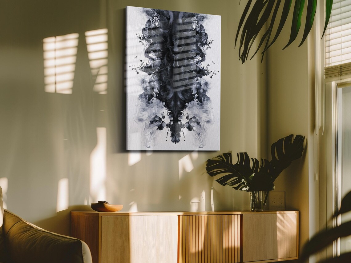 Monochrome Ink Swirl, Abstract Style Art Print - Image 4
