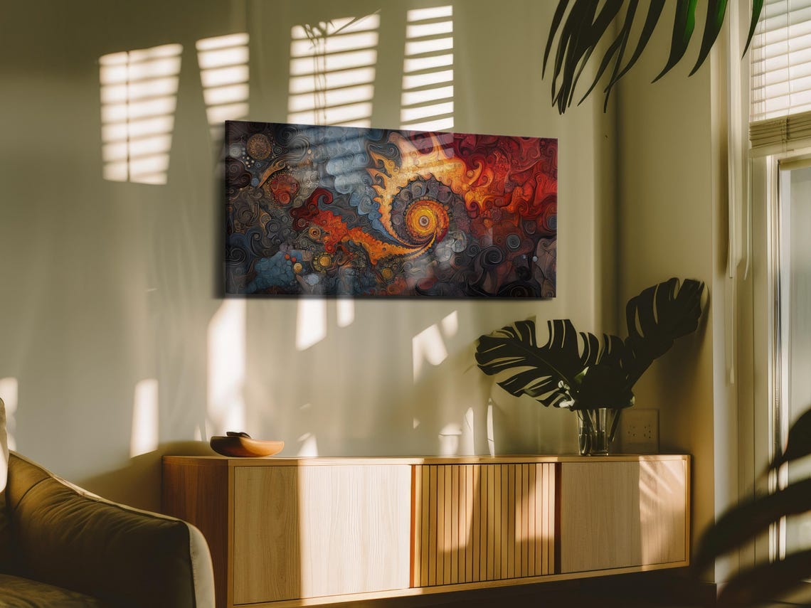 Fiery Spiral Fractal Abstract Art Print - Image 3
