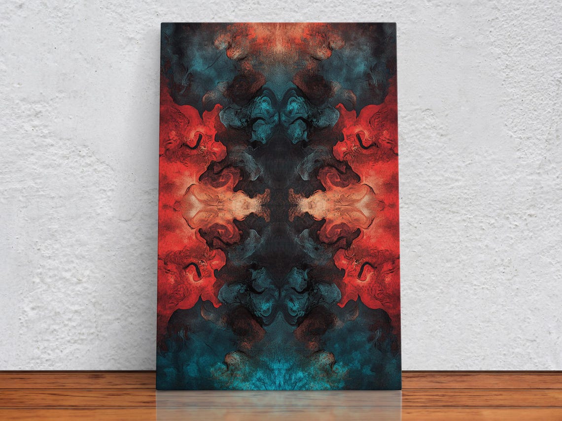 Red And Blue Fusion, Abstract Art Print - Image 2