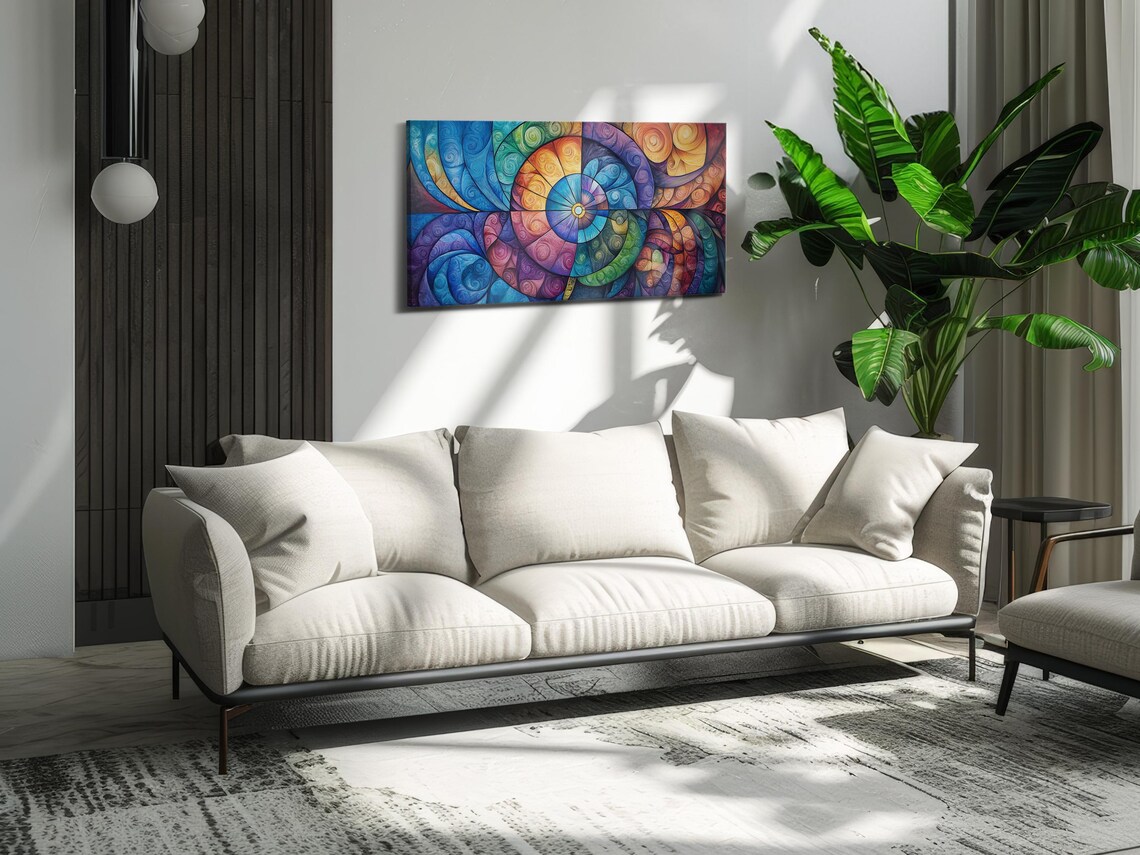 Whimsical Spiral Spectrum Abstract Art Print - Image 2
