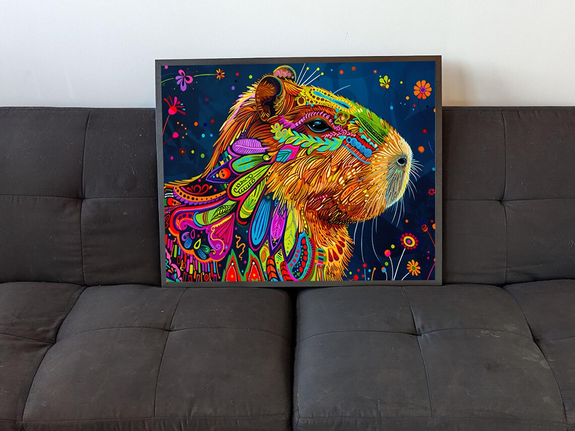 Alebrije Capybara Colorful Floral Patterns Day Of The Dead Art Poster - Image 4