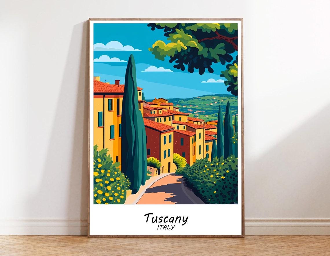 Tuscany Landscape Travel Poster Italy Scenic Wall Art Tuscany Tourism Print Home Decor Office Decoration Italy Tourism Artworks - Image 3