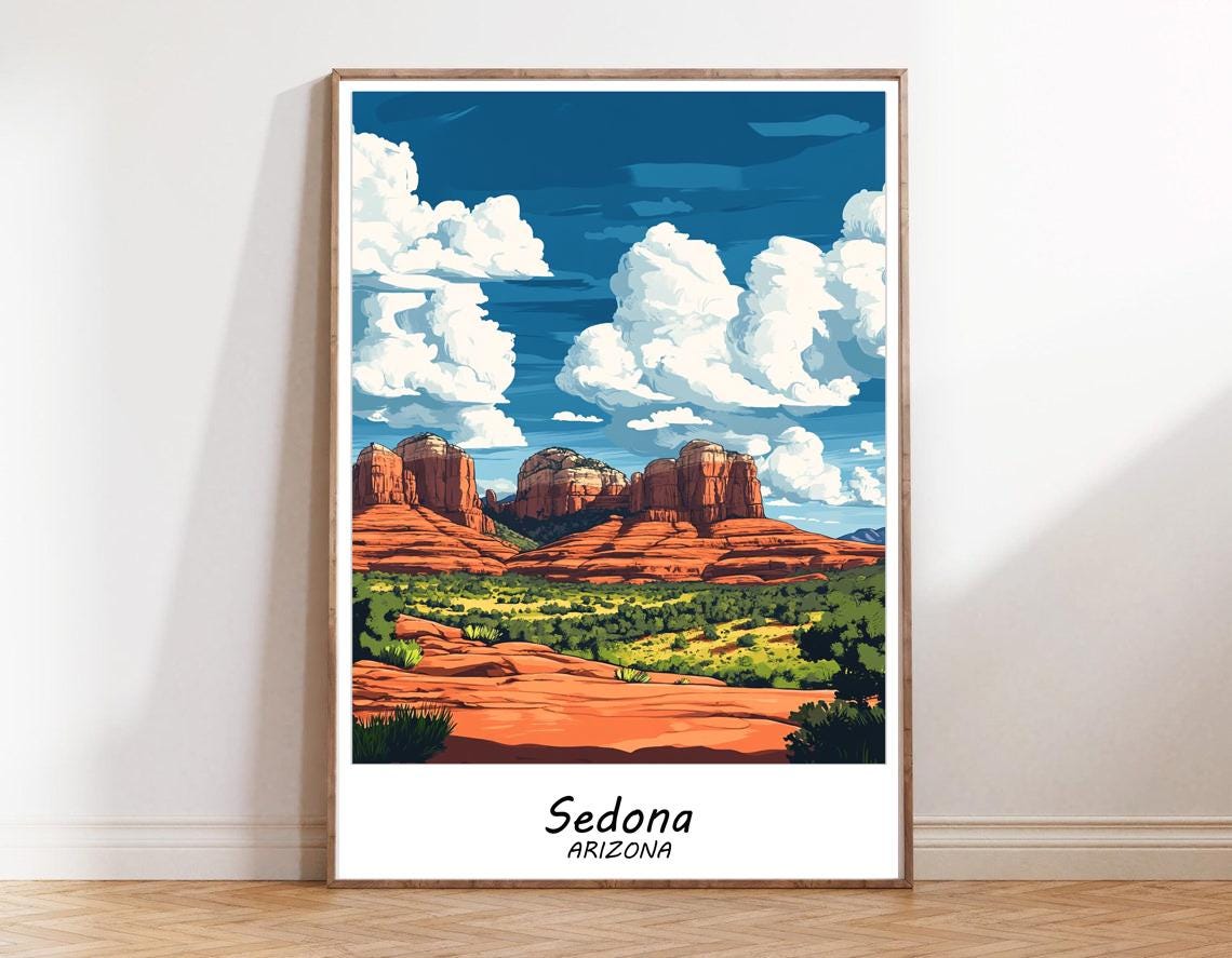 Sedona Travel Print Arizona Tourist Poster Wall Home Decor Artwork Traveler Wall Decor Travelers Art Gift Wall Art Of Arizona - Image 2