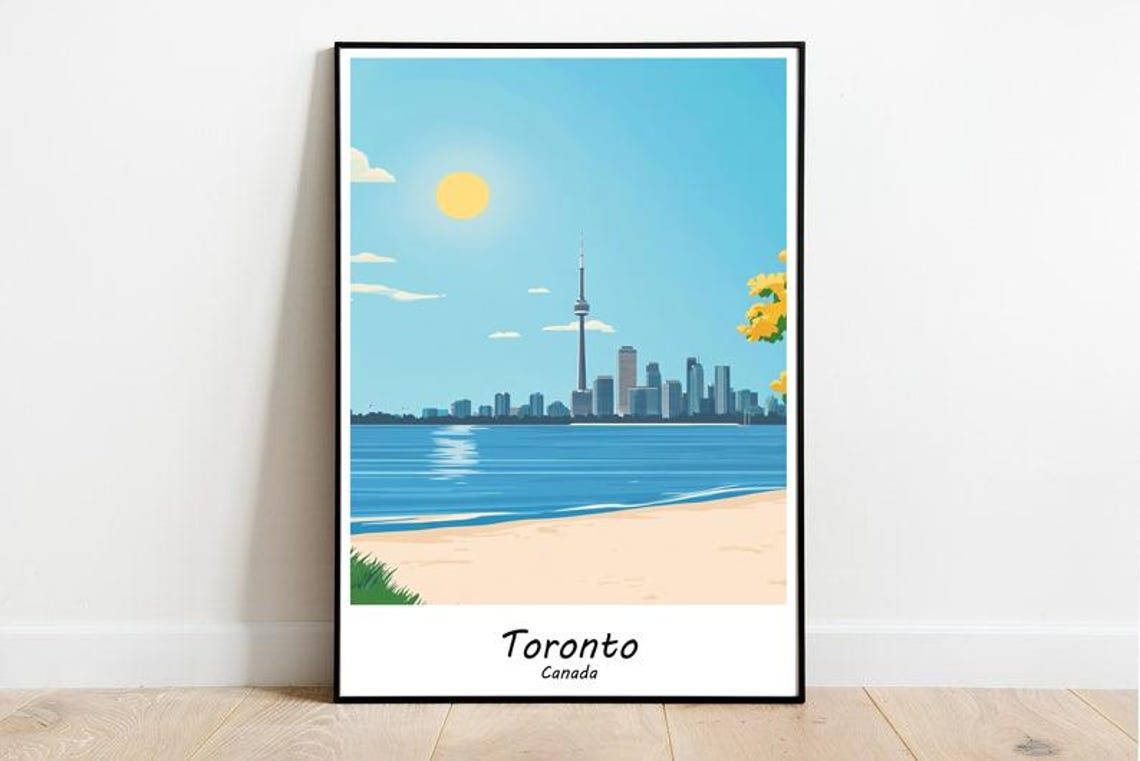 Toronto Canada CN Tower Skyline Waterfront Retro Travel Poster - Image 4