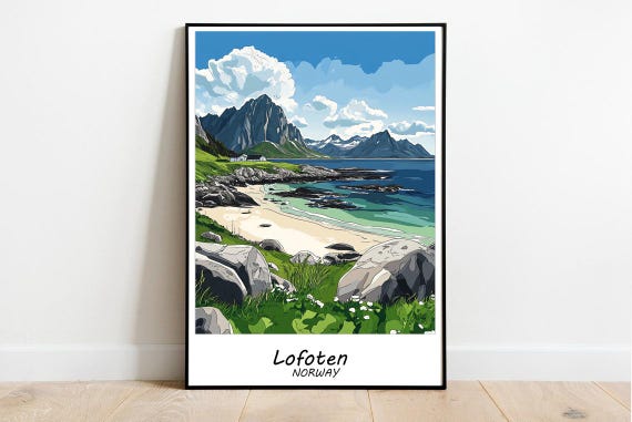 Lofoten Travel Print Lofoten Islands Wall Art Lofoten Islands Home Decor Lofoten Islands Illustration Norway Travel Poster