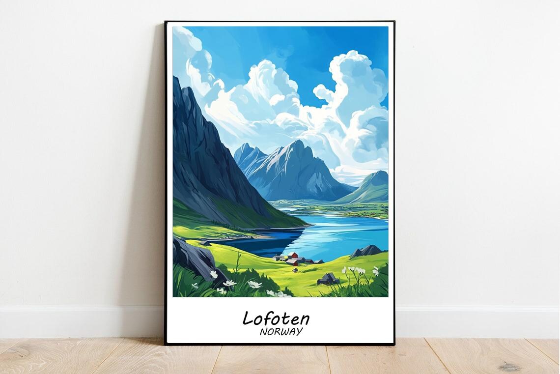 Lofoten Travel Print Lofoten Islands Wall Art Lofoten Islands Home Decor Lofoten Islands Illustration Norway Travel Poster - Image 2