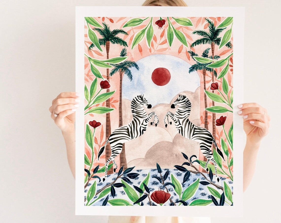 Zebra Print Tropical Bohemian Animal Art Print - Image 3