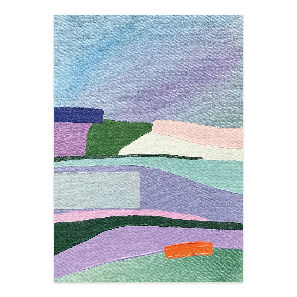 Blue Purple Green Abstract Landscape Blocks Colorful Wall Art - Image 4