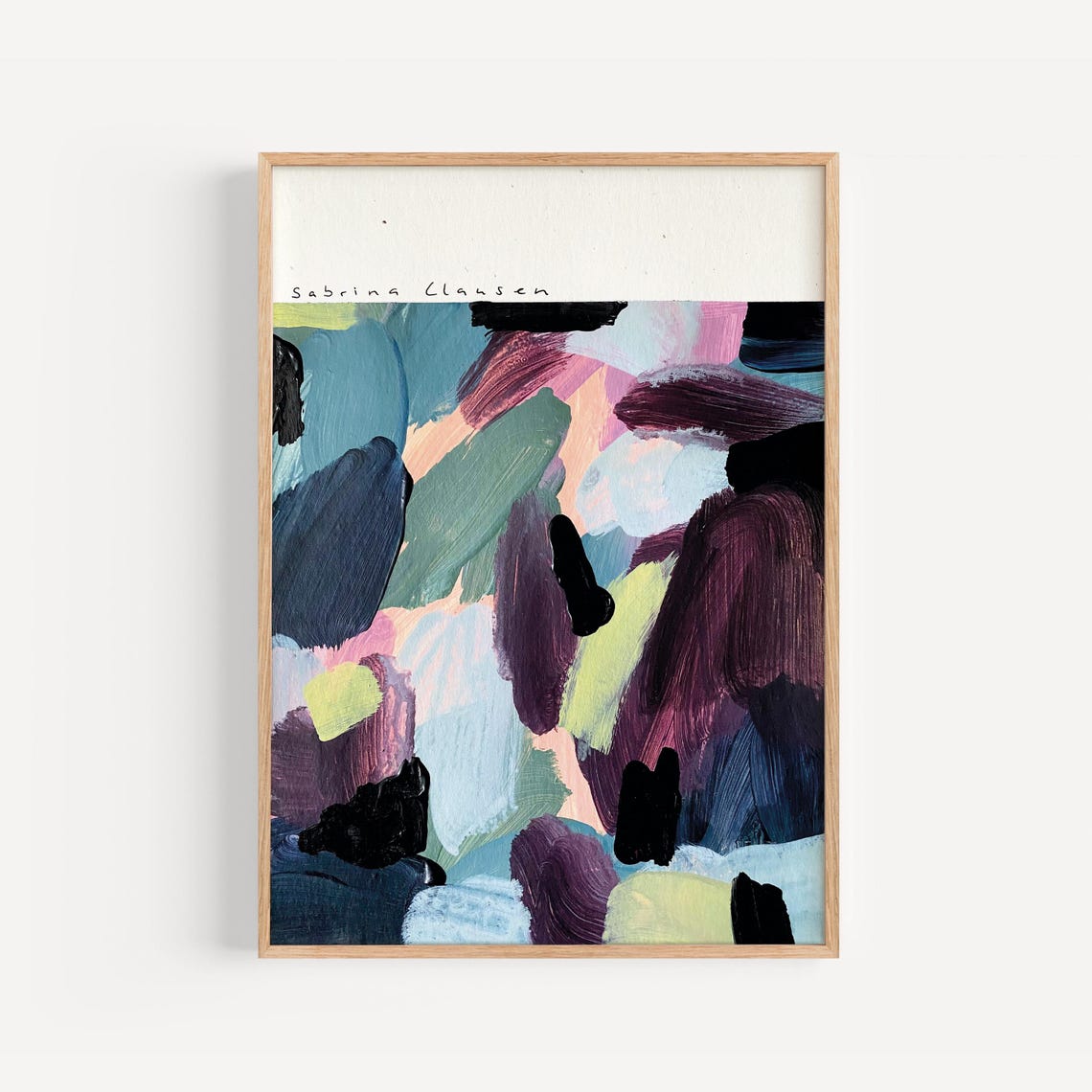 Sabrina Clausen Dark Plum Navy Teal Pink Abstract Brushstroke Wall Art