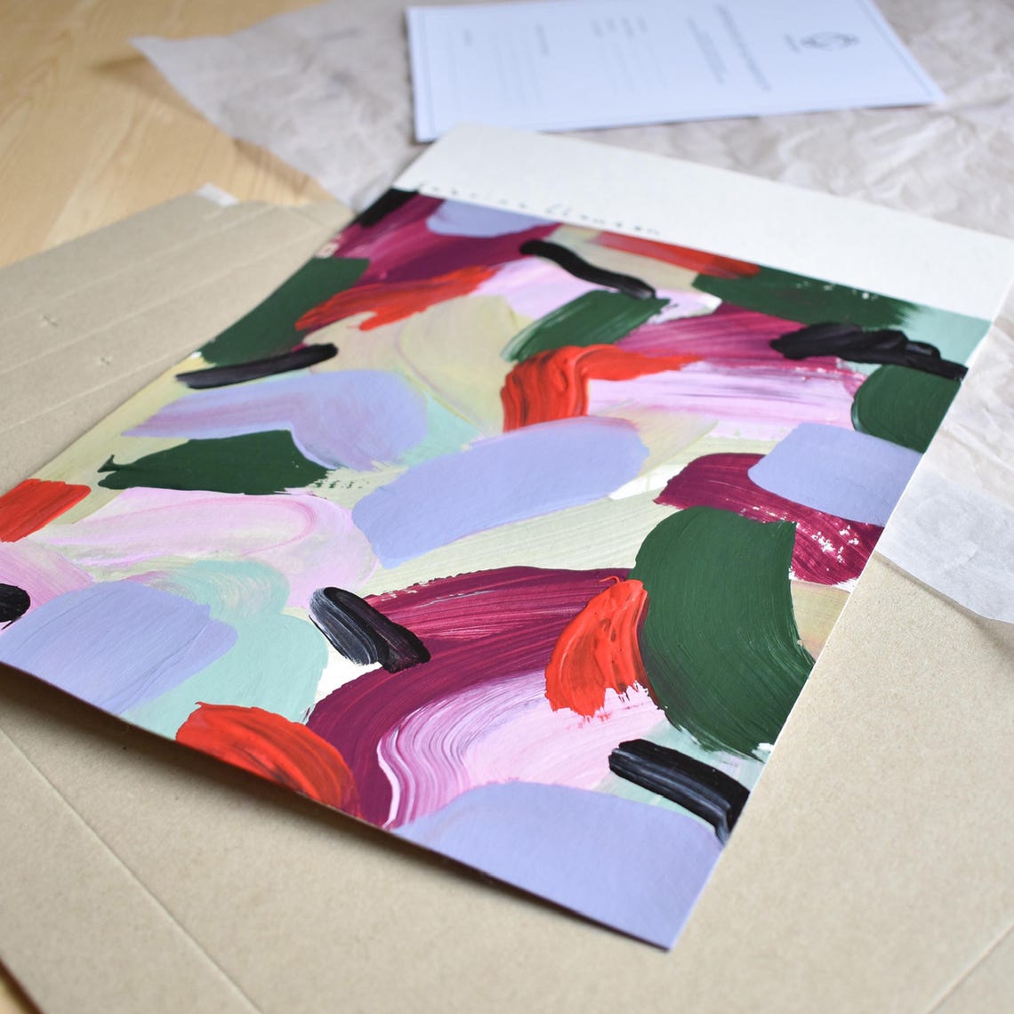 Sabrina Clausen Red Lilac and Green Energetic Abstract Poster - Image 3