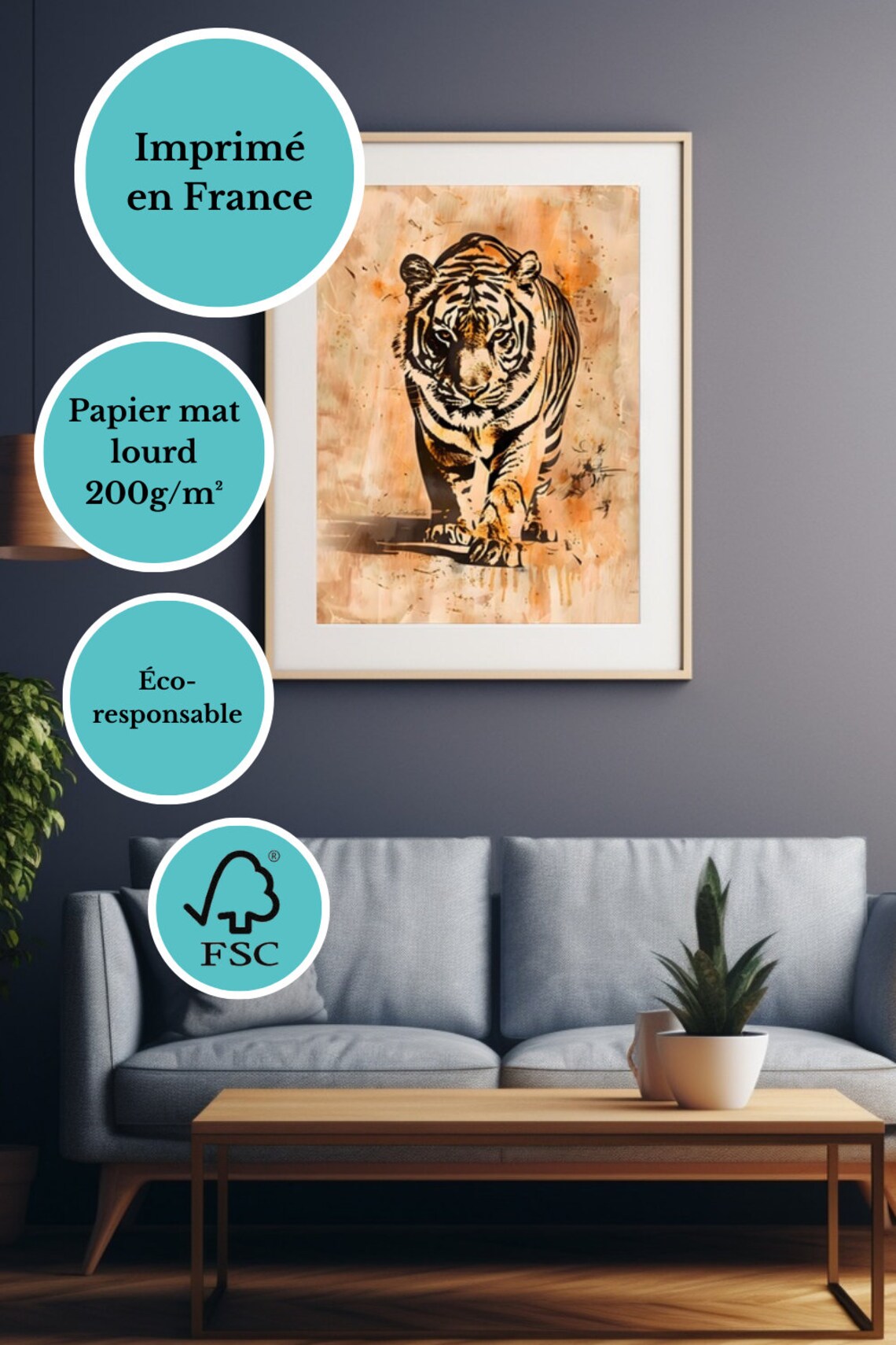 Majestic Tiger Walking Sepia Vintage Wildlife Jungle Art Poster - Image 4