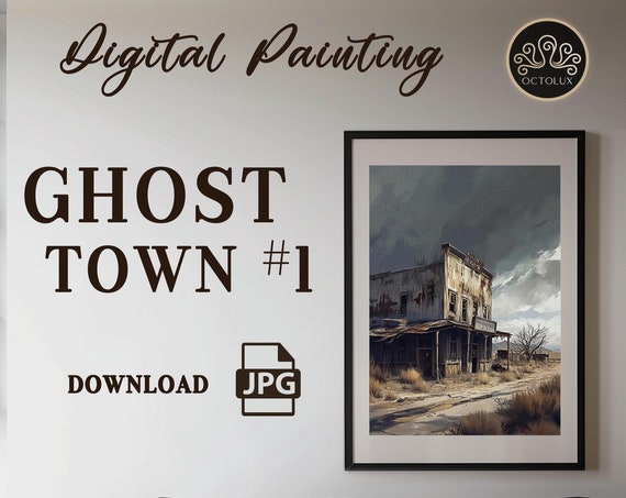 Vintage Style Wild West Ghost Town Scenic Poster Art Of A Rustic Western Landscape