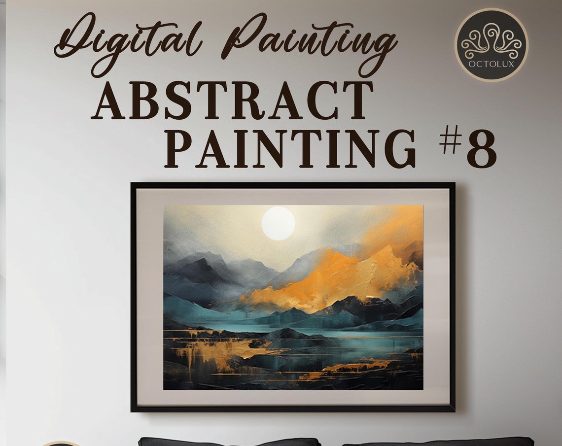 Abstract Print 8 Teal Gold Art Minimalist Wall Art Exhibition Poster
