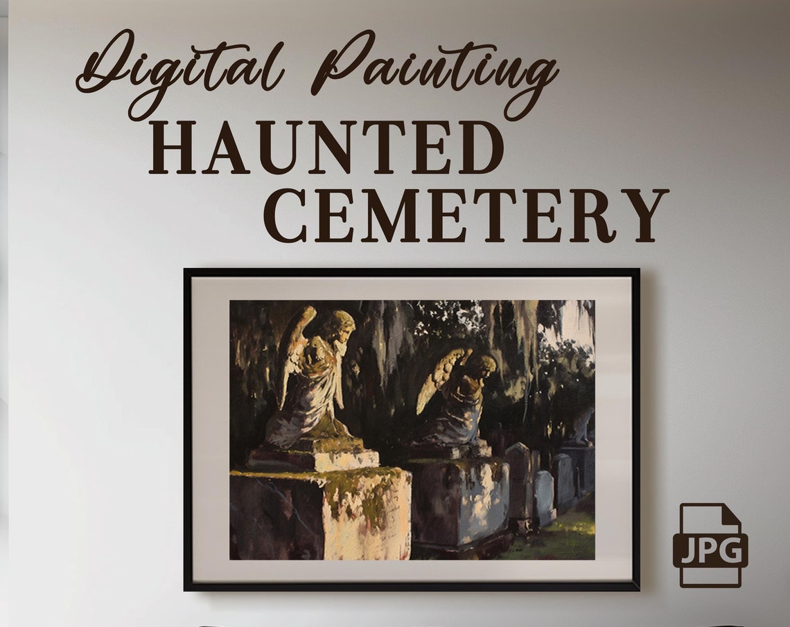 Angel Cemetery Statues In New Orleans Painting Of A Cemetery Of Louisiana French Quarter Wall Art Grave Statues Angels Praying