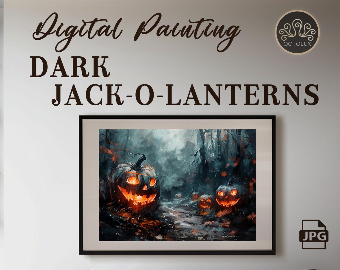 Rustic Fall Decor Pumpkin, Antique Halloween Painting