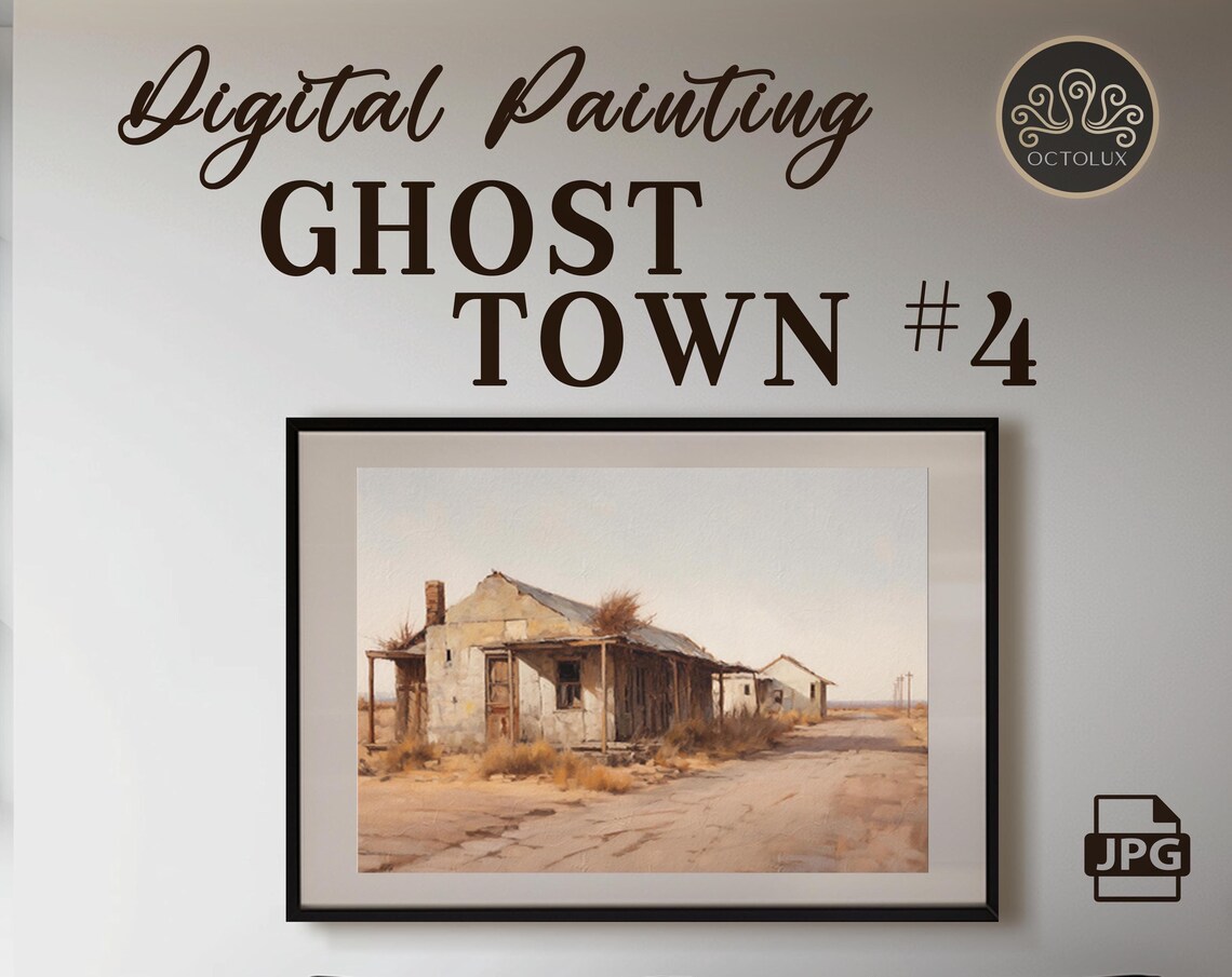 Adobe Ghost Town Building Cracked Desert Road Old West Painting Poster