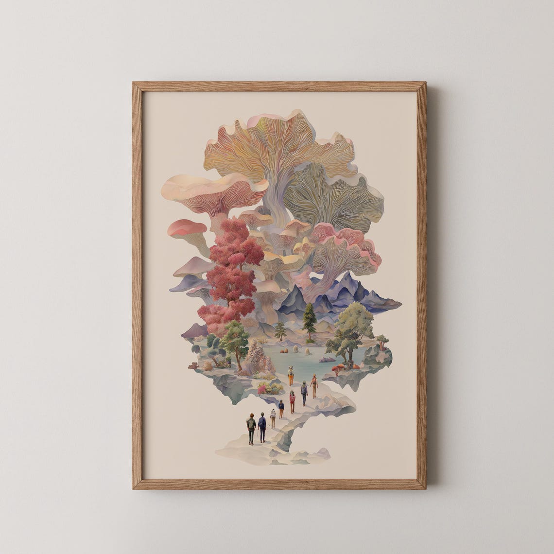 Mushroom Island Surreal Fungi Landscape Dreamy Nature Poster