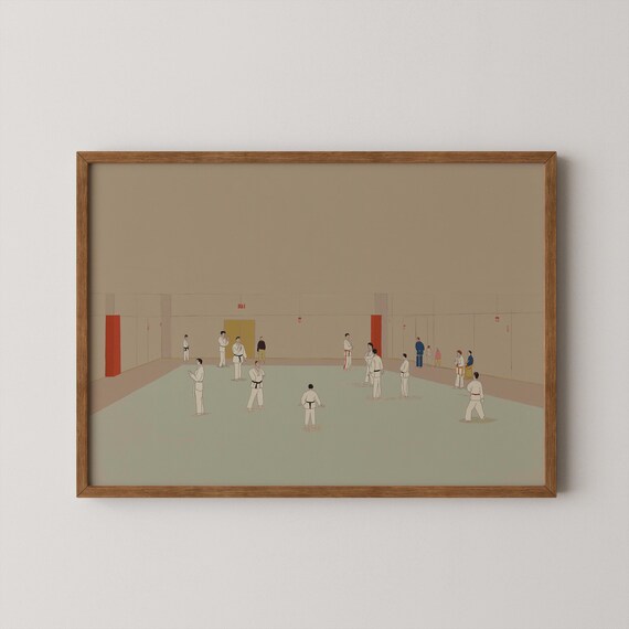 Minimalist Karate Dojo Martial Arts Practice Hall Illustration Poster