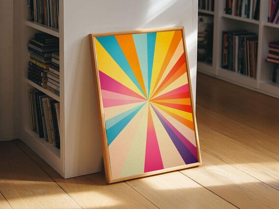 Raspberry Pink Mikado Yellow Cerulean And Orange Peel Wall Art Boho Mid Century Modern Home Decor Minimalist Print Nuevart