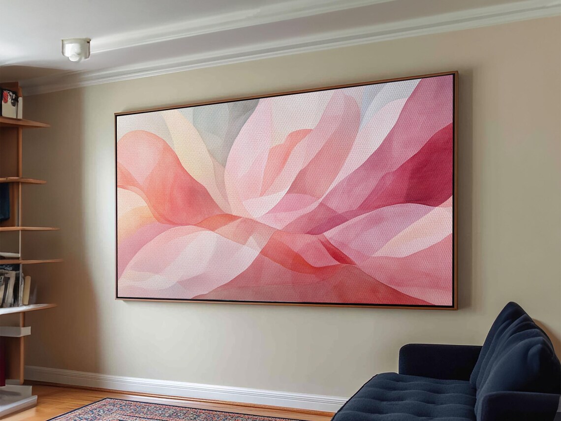 Pink Abstract Floral Petals Soft Watercolor Modern Bloom Wall Art - Image 2