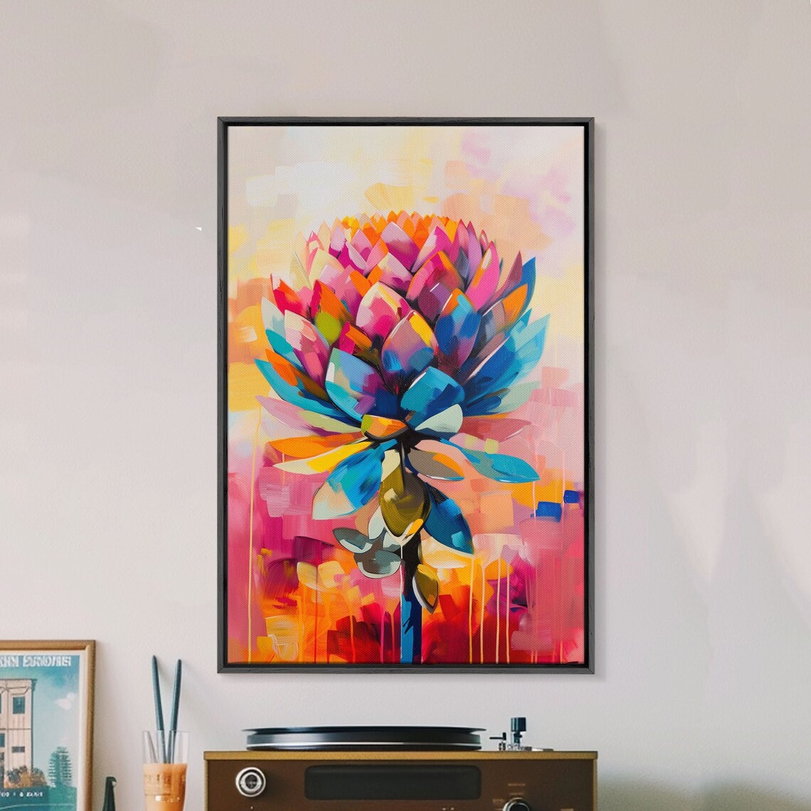 Colorful Abstract Bloom Pink Blue Orange Modern Flower Poster - Image 5