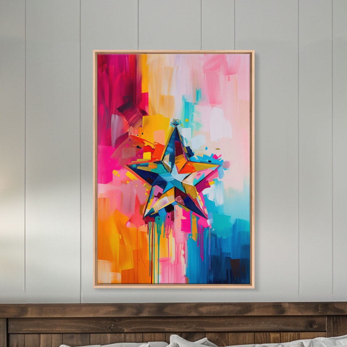 Abstract Colorful Starburst On Pink And Teal Splash Art Poster - Image 5