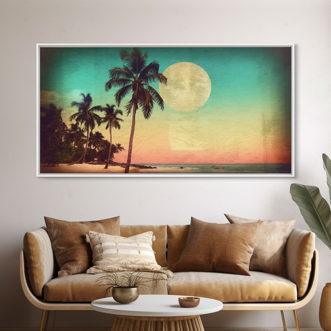 Sunset Over Beach, Tropical Palm Trees Art Print - Image 5