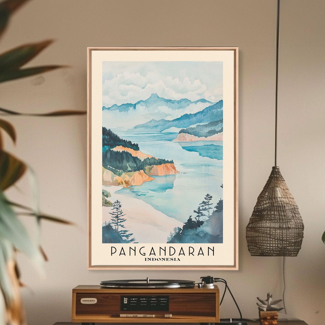 Pangandaran Indonesia Bay Cliffs Forest Misty Mountain Shore Poster - Image 2