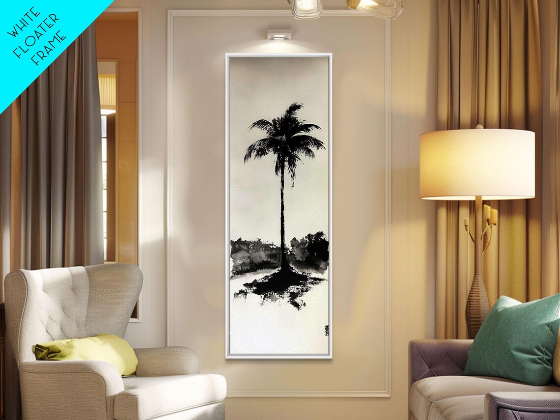Minimalist Black And White Palm Tree Ink Tropical Zen Art Poster - Image 5