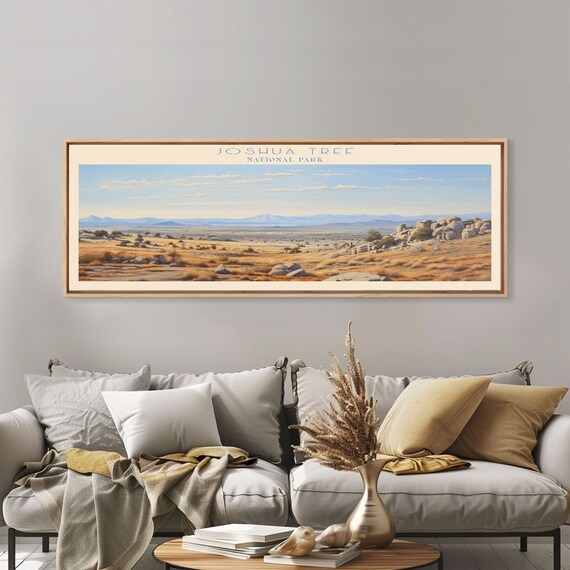 Joshua Tree National Park Panoramic California Travel Art National Park Print Minimalist Travel Art Subdued Watercolor Painting Panoramic