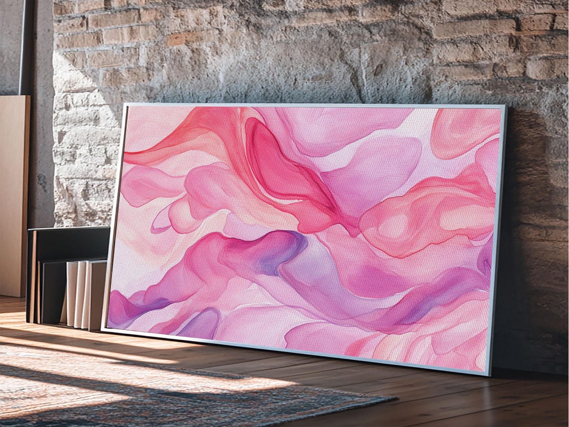 Pink Silk Flowing Abstract Waves Modern Minimalist Swirl Poster - Image 3