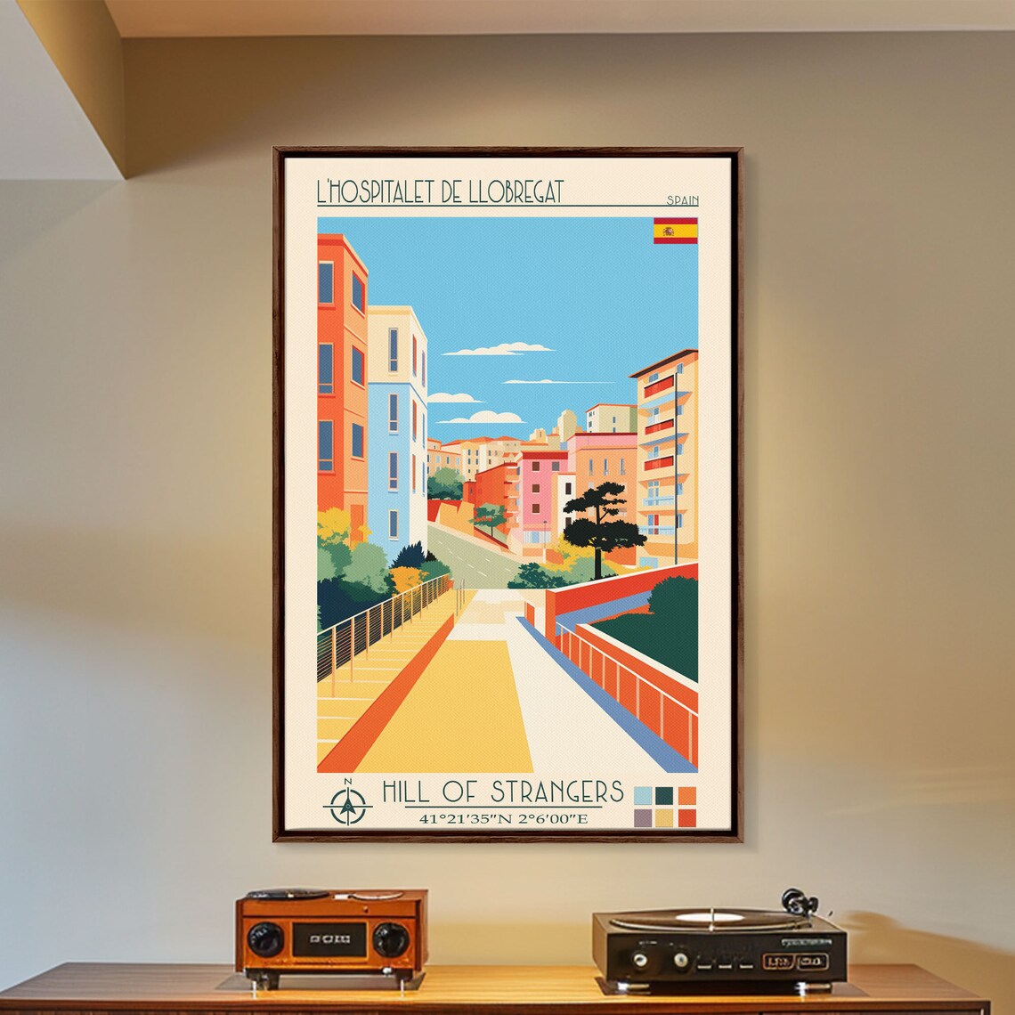 L'Hospitalet de Llobregat Spain Modern Hillside Homes City View Poster - Image 4