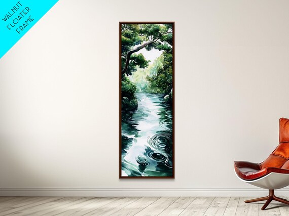 Serene Forest Stream Green Trees Clear Water Reflections Nature Art Poster