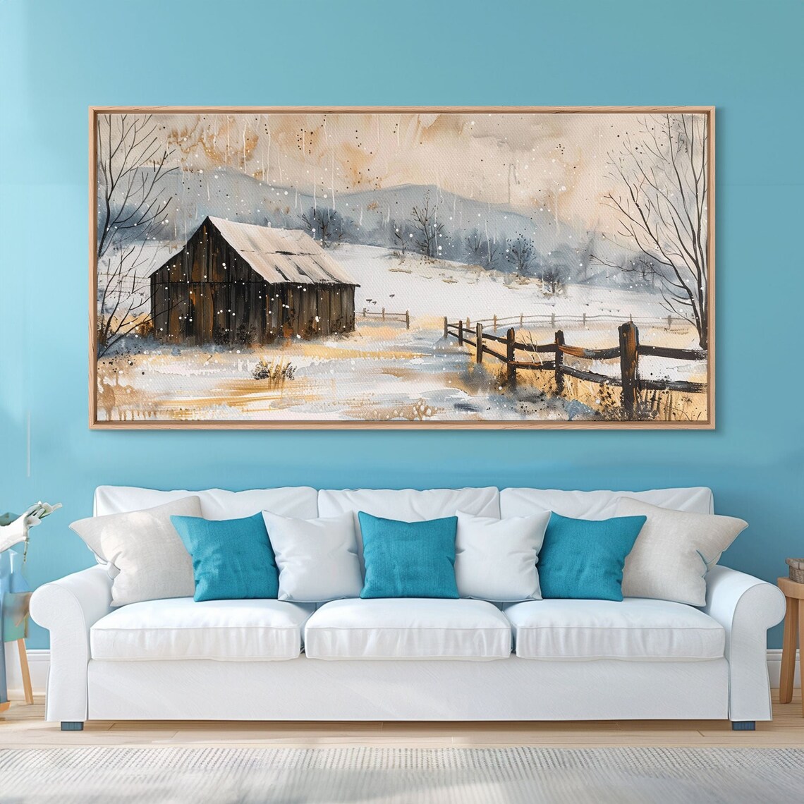Snowy Barn In Winter Field, Rustic Farmhouse Art Print - Image 4