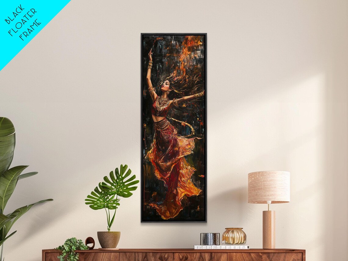 Fiery Flamenco Dancer Painting Dramatic Dark Red Woman Wall Art - Image 4