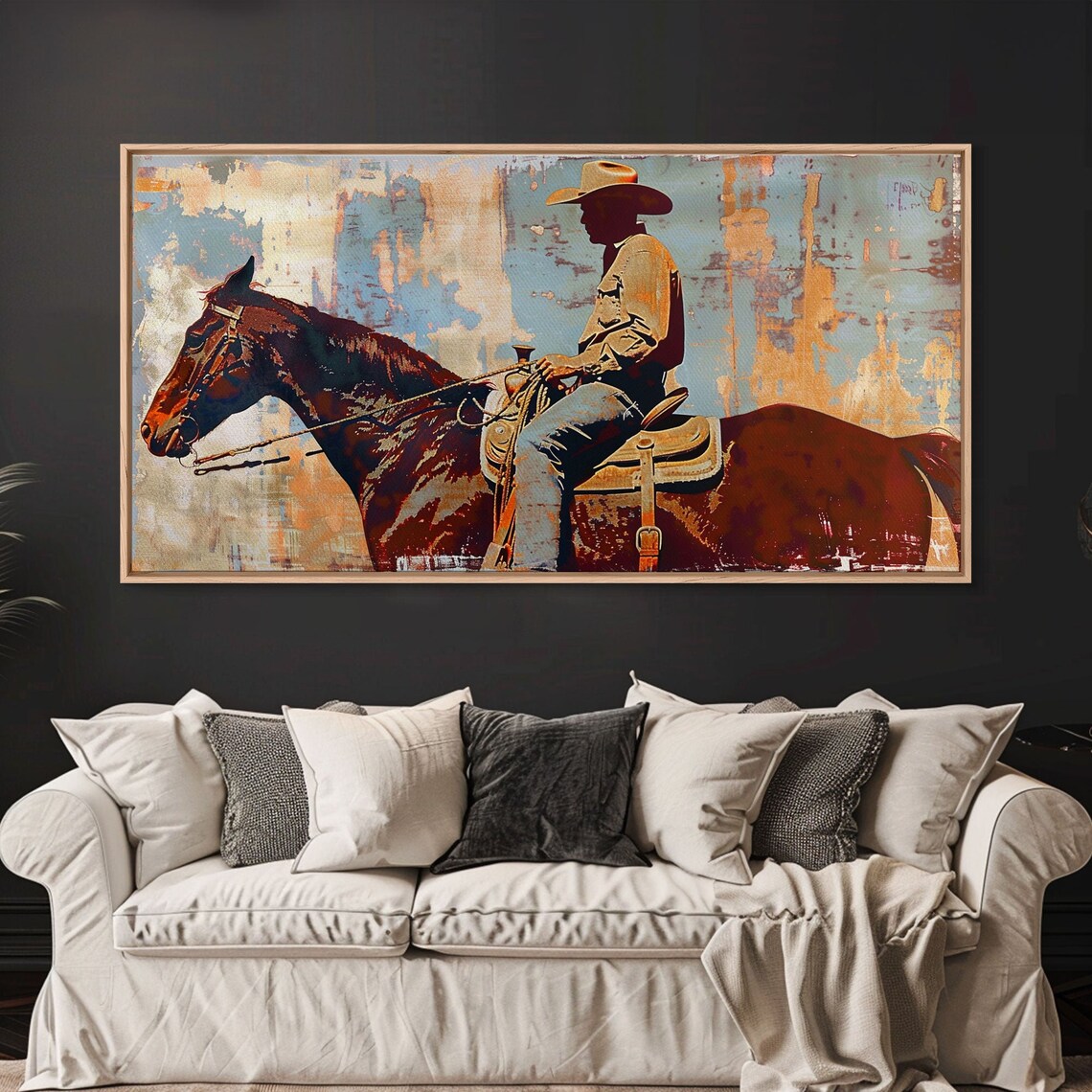 Cowboy On Horseback, Rustic Boho Wall Art Print - Image 4