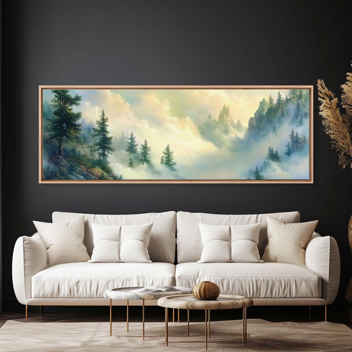 Blue Ridge Misty Pine Forest Mountain Fog Watercolor Travel Poster - Image 5
