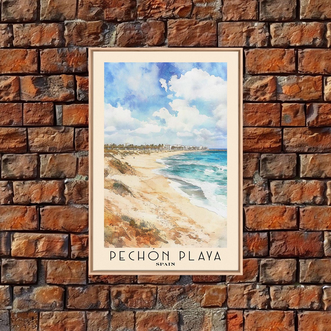 Pechon Playa Spain Wide Dune Beach Blue Surf White Cloud Poster - Image 4