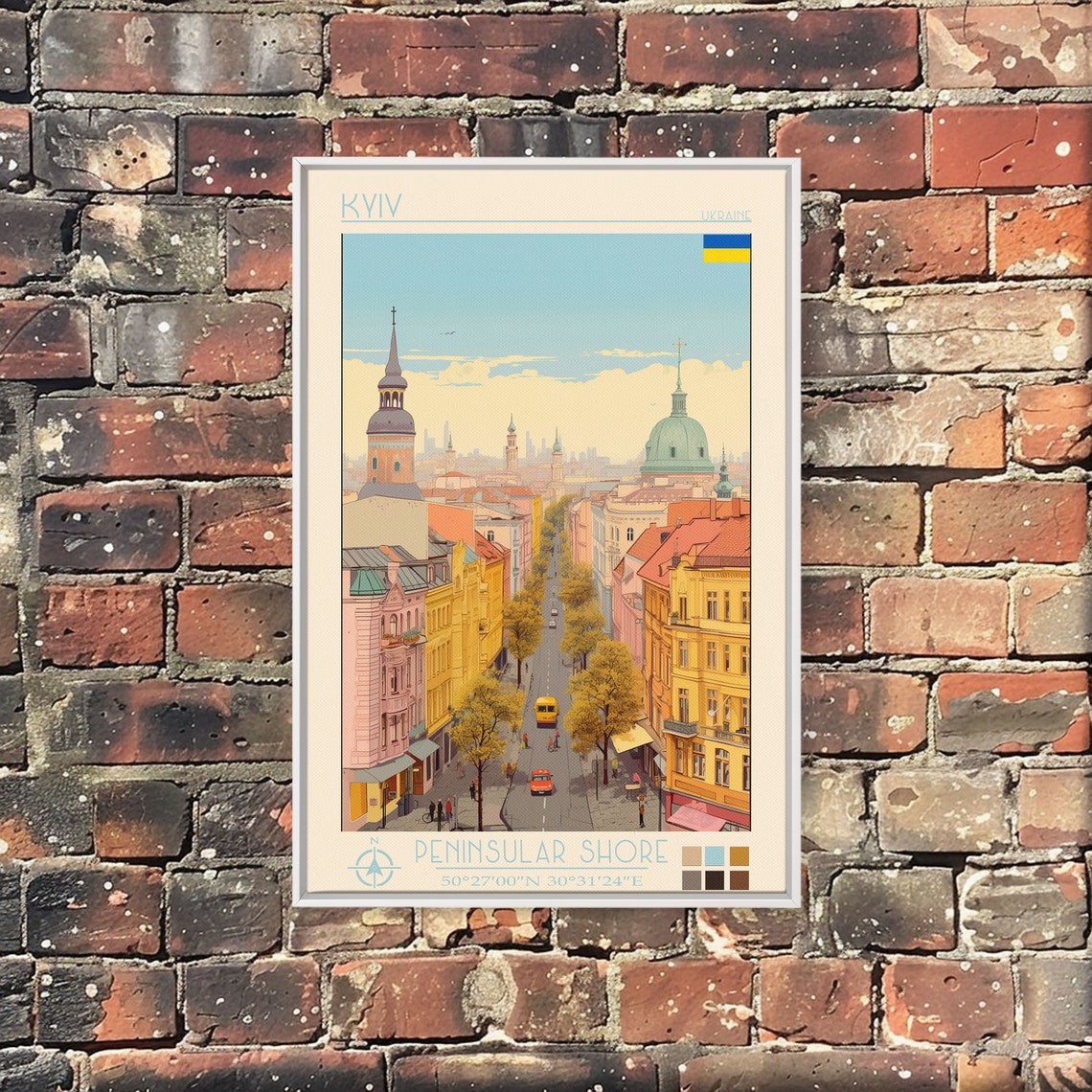 Kyiv Ukraine Sunny Avenue Church Towers Domes Old Town View Poster - Image 3