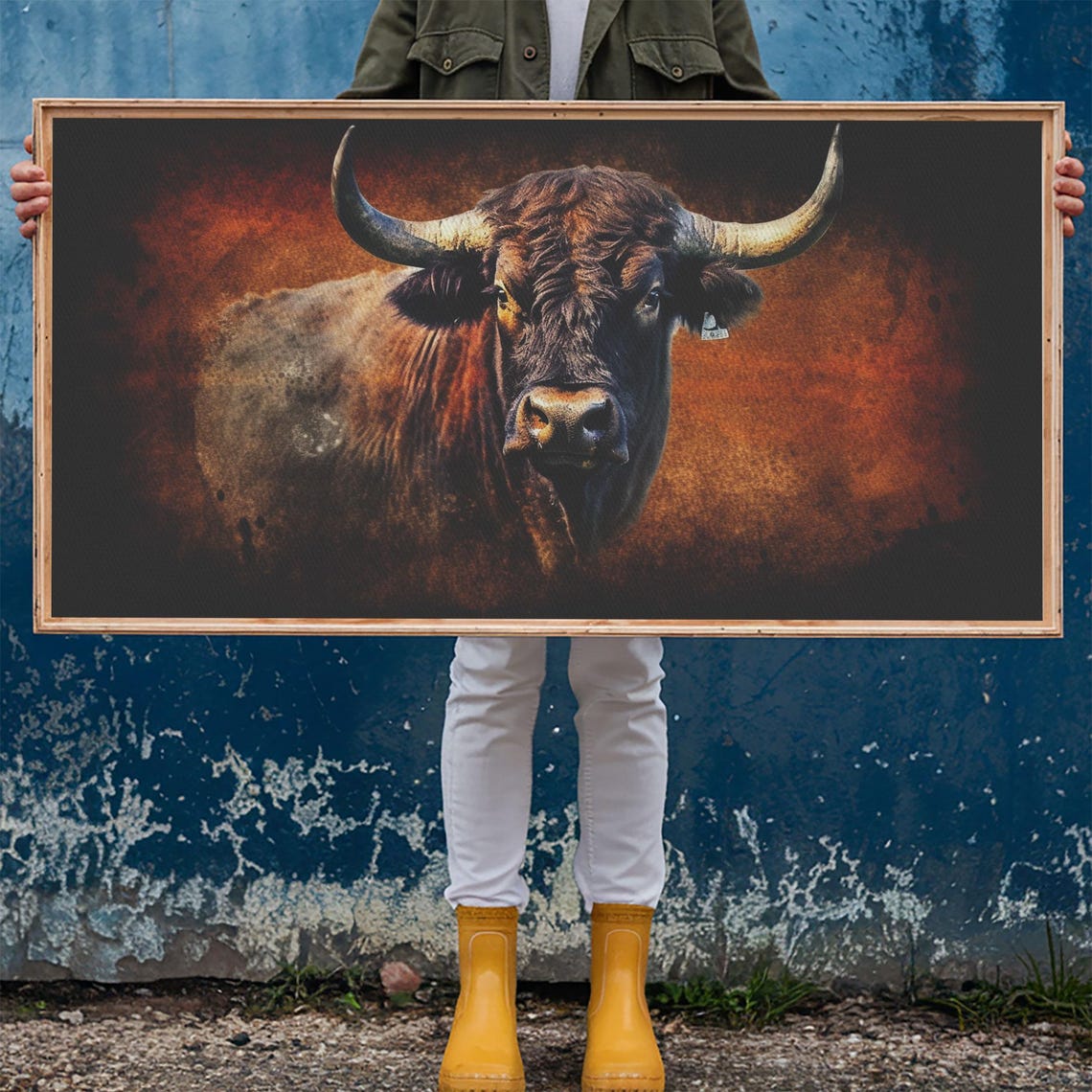 Bull Wall Decor Animal Wall Art Western Wall Art Nature Wall Decor Panoramic Wall Decor Print Wall Art Framed Art - Image 6