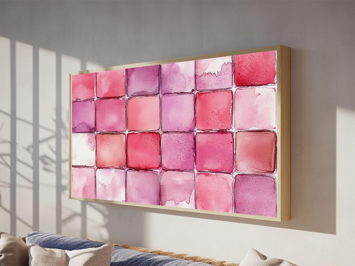 Pink Watercolor Swatch Grid Minimalist Color Palette Squares Poster