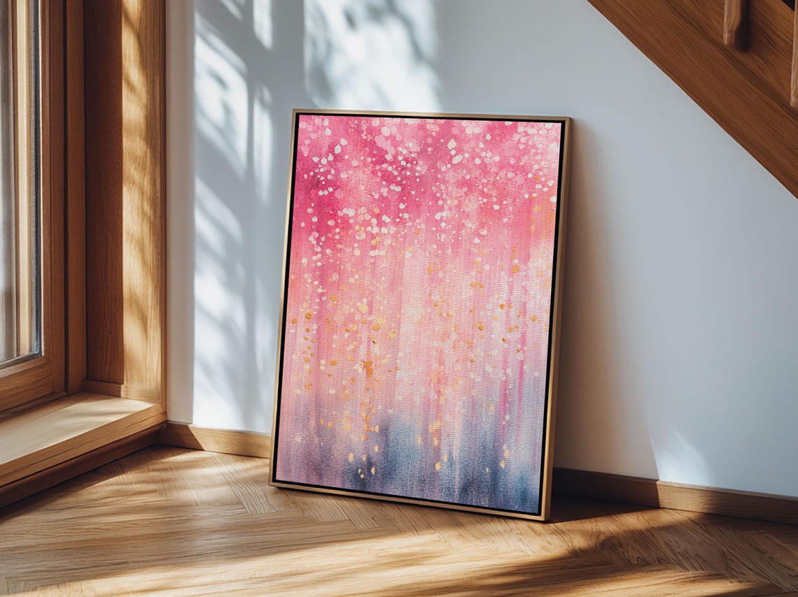 Pink Glitter Abstract Print Whimsical Art Light Pink Wall Decor Feminine Bedroom Cottagecore Aesthetic Gift Idea - Image 2
