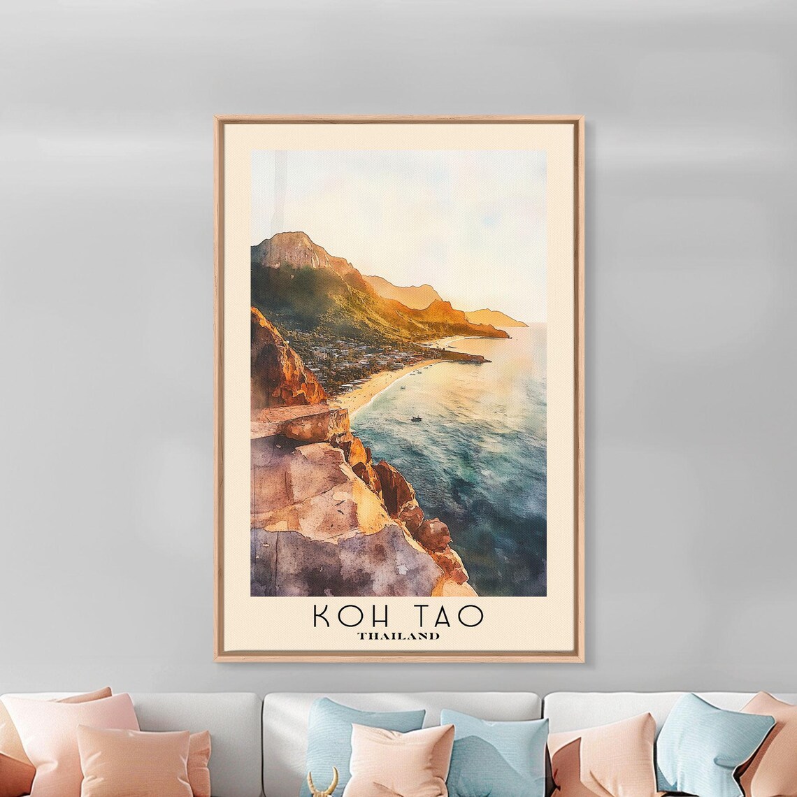 Koh Tao Thailand Sunset Cliff Coast Golden Light Beach Art Poster - Image 3
