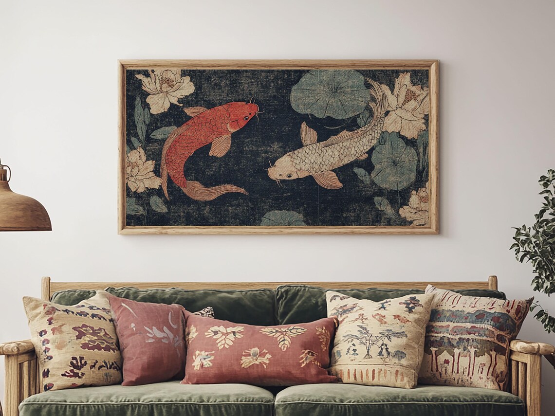 Wabi Sabi Koi Fish Painting, Japanese Wall Art Print - Image 4