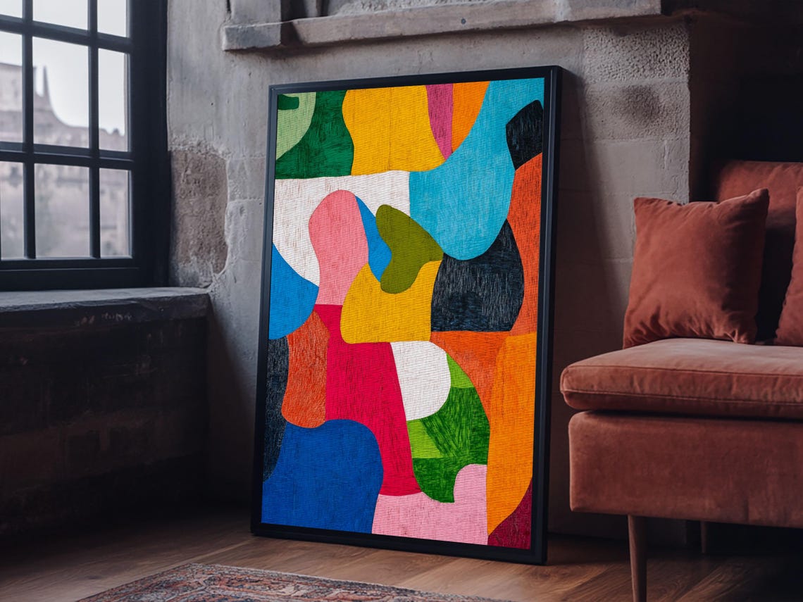 Colorful Geometric Organic Shapes Bold Modern Matisse Style Wall Art - Image 5