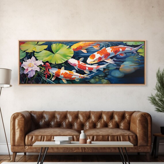 The Koi Pond Framed Print Koi Fish Decor Koi Fish Garden Wall Art Koi Fish And Lilly Pads