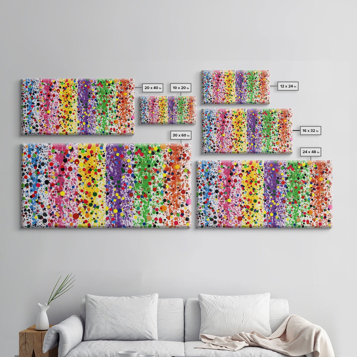 Rainbow Splatter Art Framed Print Graffiti Splatter Painting Colorful Decor Ally Art Polka Dot Wall Art - Image 2